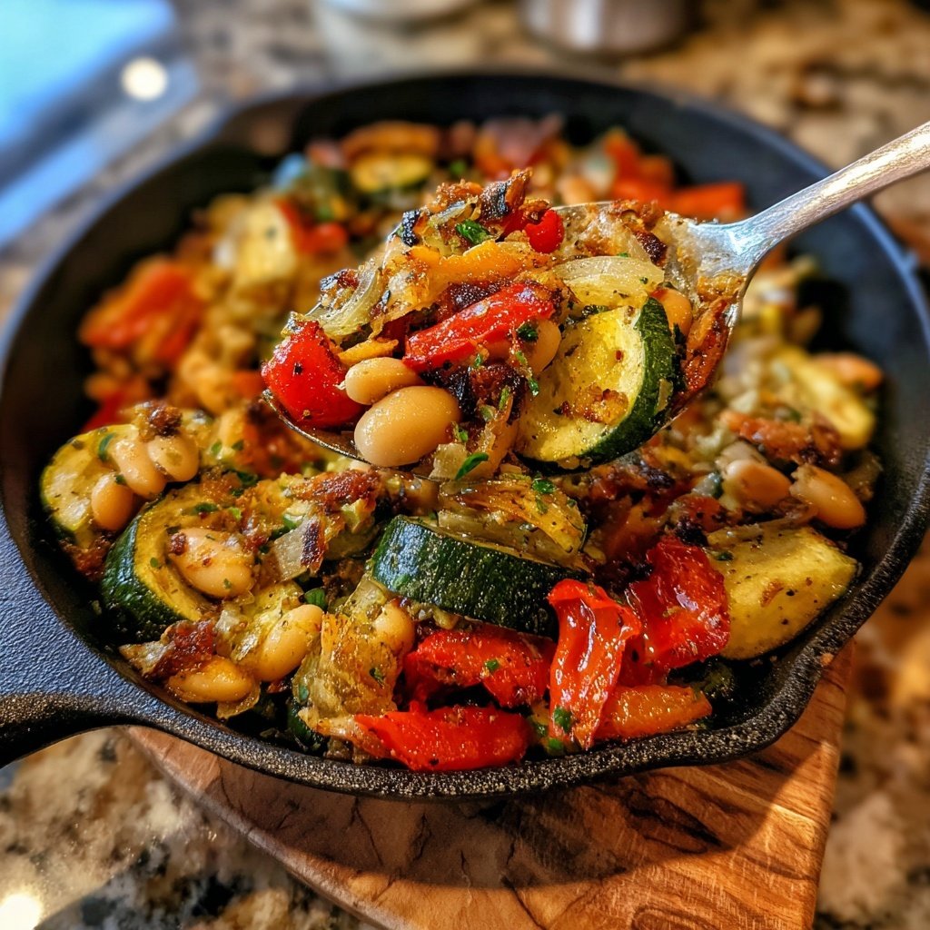 Roasted Veggie White Bean Skillet