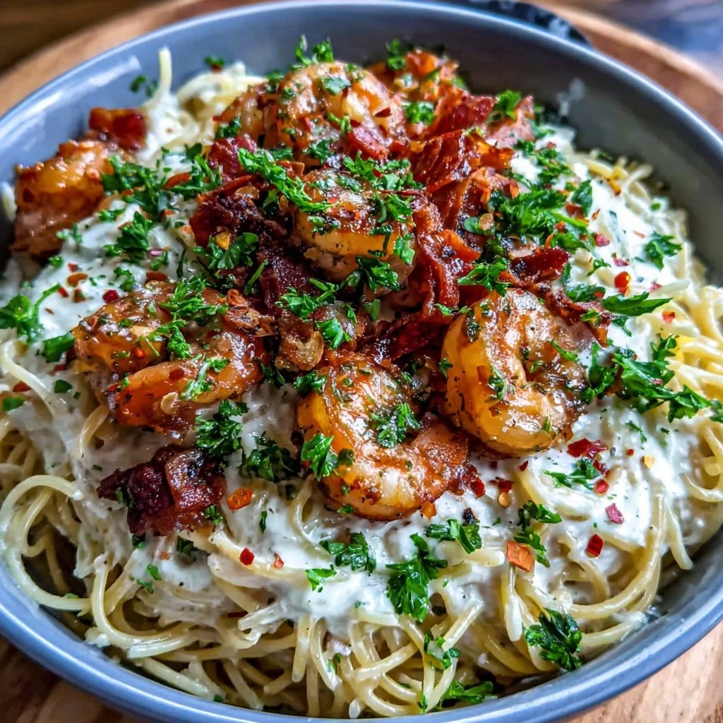 Angel Hair Pasta With Garlic Shrimp Cream