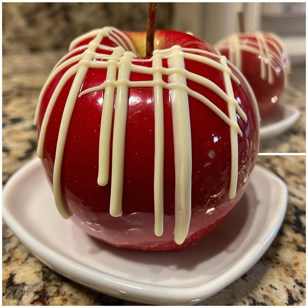 Candy Apple With White Chocolate Drizzle
