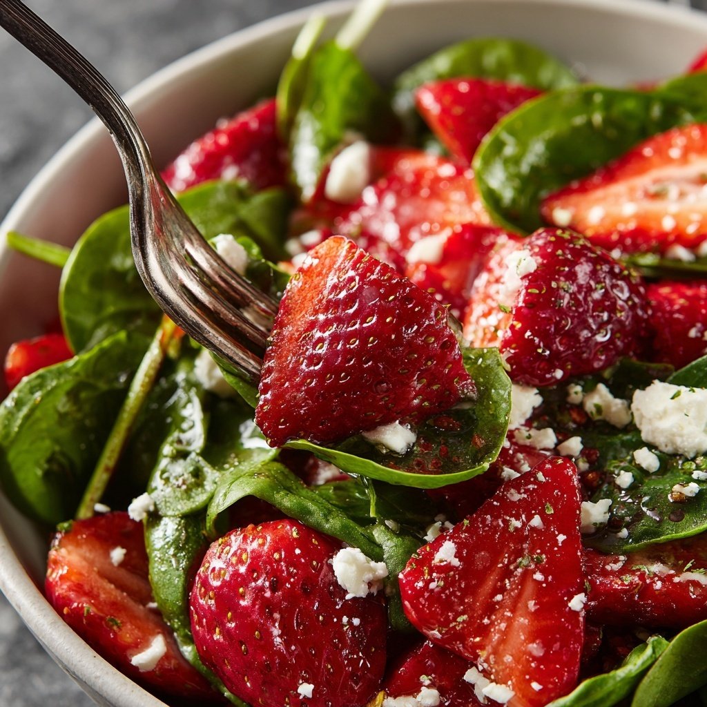 Fresh Strawberry Spinach Salad With Feta